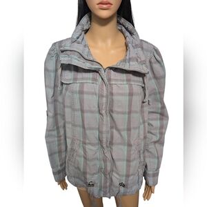 Mossimo Supply Co Jean Jacket Blue & Pink Plaid